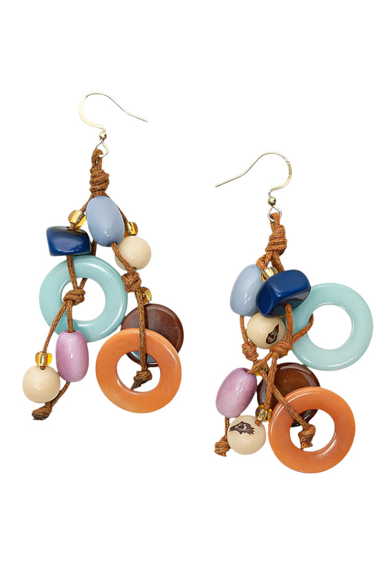 Colorful beaded earrings on a white background