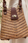 The Winding Road Rattan Handbag with Leather Elbow Strap