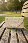 The Winding Road Straw Clutch in Ivory