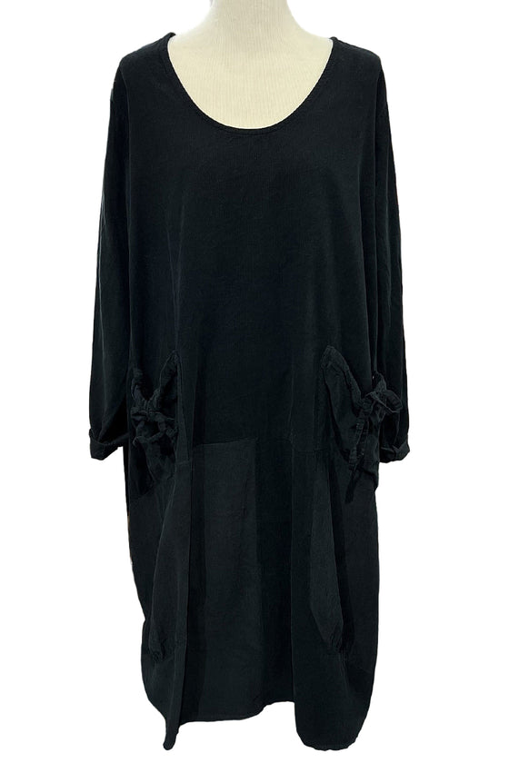 Transparente Corduroy Big Pocket Dress in Black
