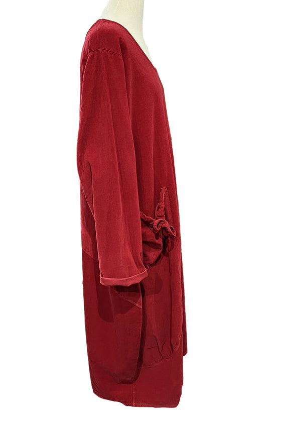 Transparente Corduroy Big Pocket Dress in Red
