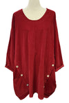 Transparente Corduroy Side Button Top in Red