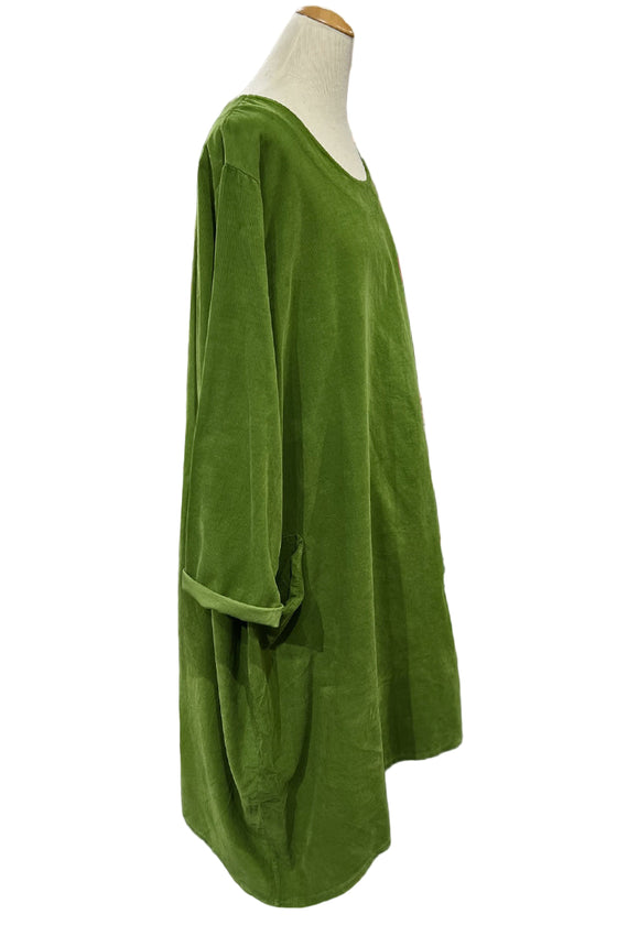 Transparente Corduroy Sunflower Dress in Kiwi