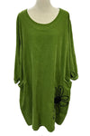 Transparente Corduroy Sunflower Dress in Kiwi