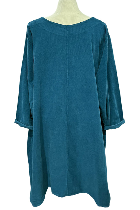 Transparente Corduroy Sunflower Dress in Teal