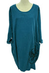Transparente Corduroy Sunflower Dress in Teal