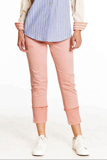  Tru Luxe Mid Rise Cuff Detail Crop Jean in Blush