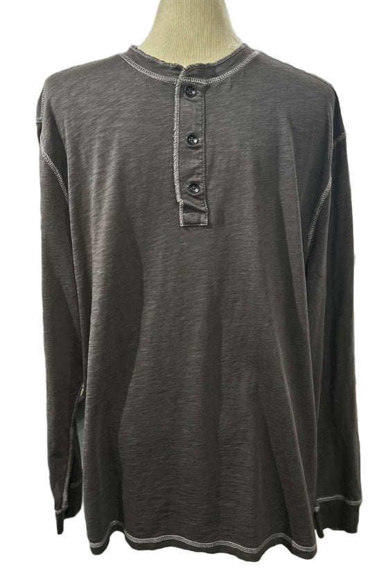 True Grit Heritage Slub Long Sleeve Henley in Carbon