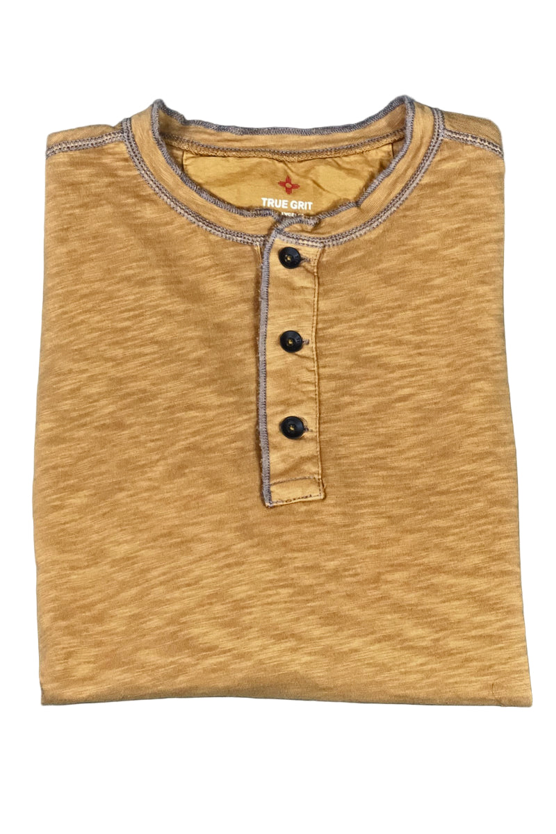  True Grit Heritage Slub Long Sleeve Henley in Saddle