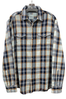  True Grit Indigos Plaids Winston Long Sleeve 2 Pocket Shirt in Sun/Indigo
