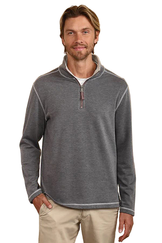 True Grit Sea Ranch Fleece 1/4 Zip Pullover in Charcoal