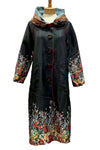 UBU Clothing Long Reversible Button Parisian Jacket in Red Floral