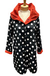 UBU Clothing Reversible Button Parisian Jacket in White Dot/Red