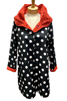  UBU Clothing Reversible Button Parisian Jacket in White Dot/Red