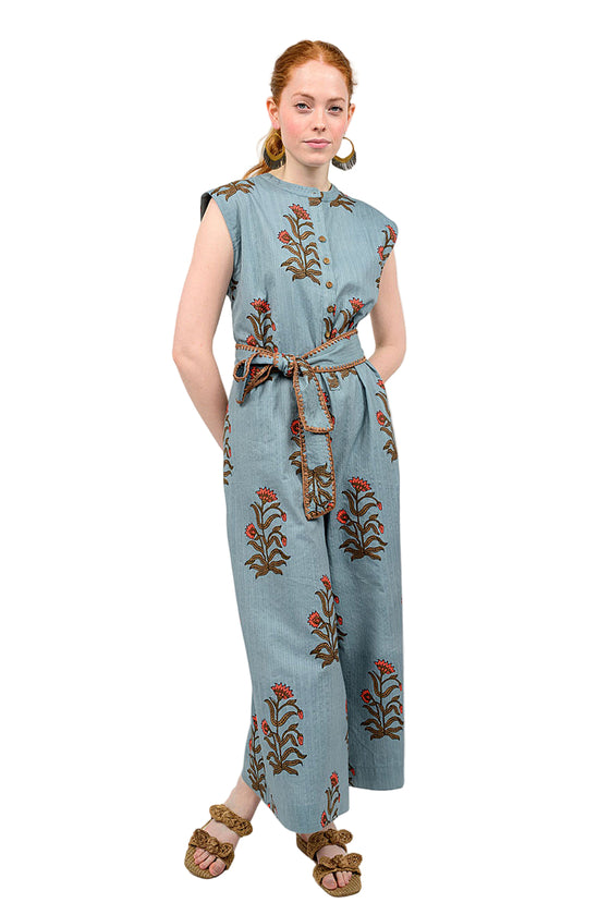 Uncle Frank By Ivy Jane Block Print Jumpsuit in Slate Style 82005