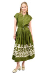 Uncle Frank By Ivy Jane Border Maxi Dress with Drop Waist in Olive