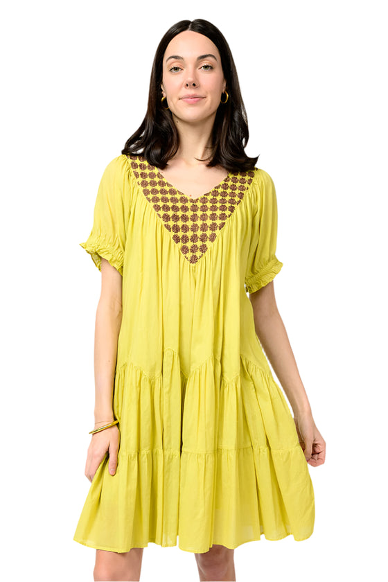 Uncle Frank By Ivy Jane Daisy Filled Yoke Dress in Olive Style 72655