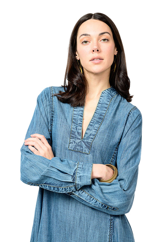 Uncle Frank By Ivy Jane Denim Midi Caftan in Indigo Style 72651