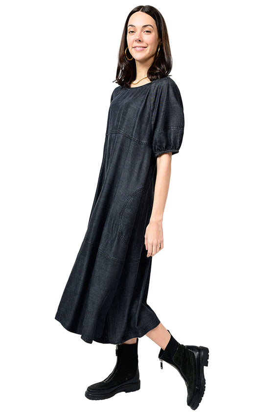 Uncle Frank By Ivy Jane Denim Tiered Dress in Black Style 72624