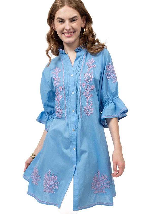 Uncle Frank By Ivy Jane Embroidered Fit and Flair Dress in Blue
