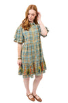 Uncle Frank By Ivy Jane Embroidered Flounce Dress in Blue Plaid
