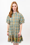 Uncle Frank By Ivy Jane Embroidered Flounce Dress in Blue Plaid