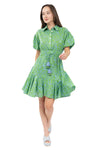 Uncle Frank By Ivy Jane Flounced Hem Shirt Dress in Green Style 74632