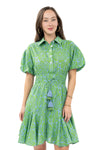 Uncle Frank By Ivy Jane Flounced Hem Shirt Dress in Green Style 74632
