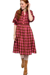 Uncle Frank By Ivy Jane Gauze Plaid Smocked Dress in Berry Style 73627