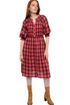 Uncle Frank By Ivy Jane Gauze Plaid Smocked Dress in Berry Style 73627