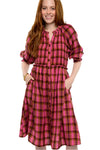 Uncle Frank By Ivy Jane Gauze Plaid Smocked Dress in Berry Style 73627