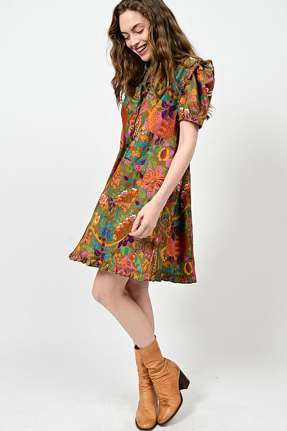 Uncle Frank By Ivy Jane Mod Flair Corduroy Dress in Multi