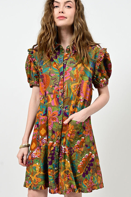 Uncle Frank By Ivy Jane Mod Flair Corduroy Dress in Multi