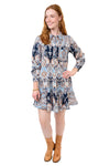 Uncle Frank By Ivy Jane Paisley Flounce Shirt Dress in Navy Style 72658