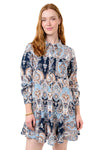 Uncle Frank By Ivy Jane Paisley Flounce Shirt Dress in Navy Style 72658