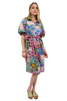  Uncle Frank By Ivy Jane Patchwork Shirt Dress in Multi Style 74579