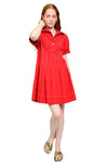 Uncle Frank By Ivy Jane Pleated Shirt Dress in Red Style 75776
