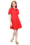 Uncle Frank By Ivy Jane Pleated Shirt Dress in Red Style 75776