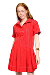 Uncle Frank By Ivy Jane Pleated Shirt Dress in Red Style 75776