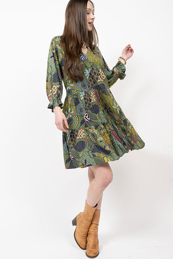 Uncle Frank By Ivy Jane Power in Print Dress in Olive