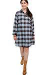 Uncle Frank By Ivy Jane Tucked and Plaid Shirt Dress in Blue Style 73606