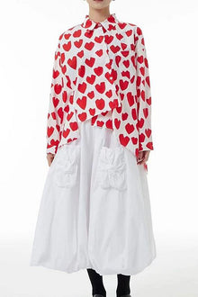  Vanite Couture Red Heart Blouse on White Background