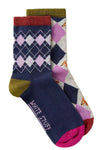 White Stuff 2pk Argyle Squirrel Ankle Sock