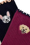 White Stuff 2pk Dog Embroidery Ankle Sock in Navy
