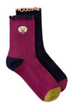 White Stuff 2pk Dog Embroidery Ankle Sock in Navy