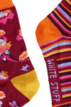 White Stuff 2pk Stripe Floral Ankle Socks