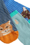 White Stuff 3 Pack Cat Pals Ankle Socks in Blue Multi