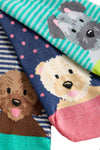 White Stuff 3 Pack Dog Pals Ankle Socks in Blue Multi