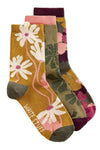 White Stuff 3pk Floral Texture Ankle Socks