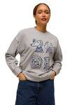White Stuff Cleo Longline Graphic Sweat Shirt in Grey Marl